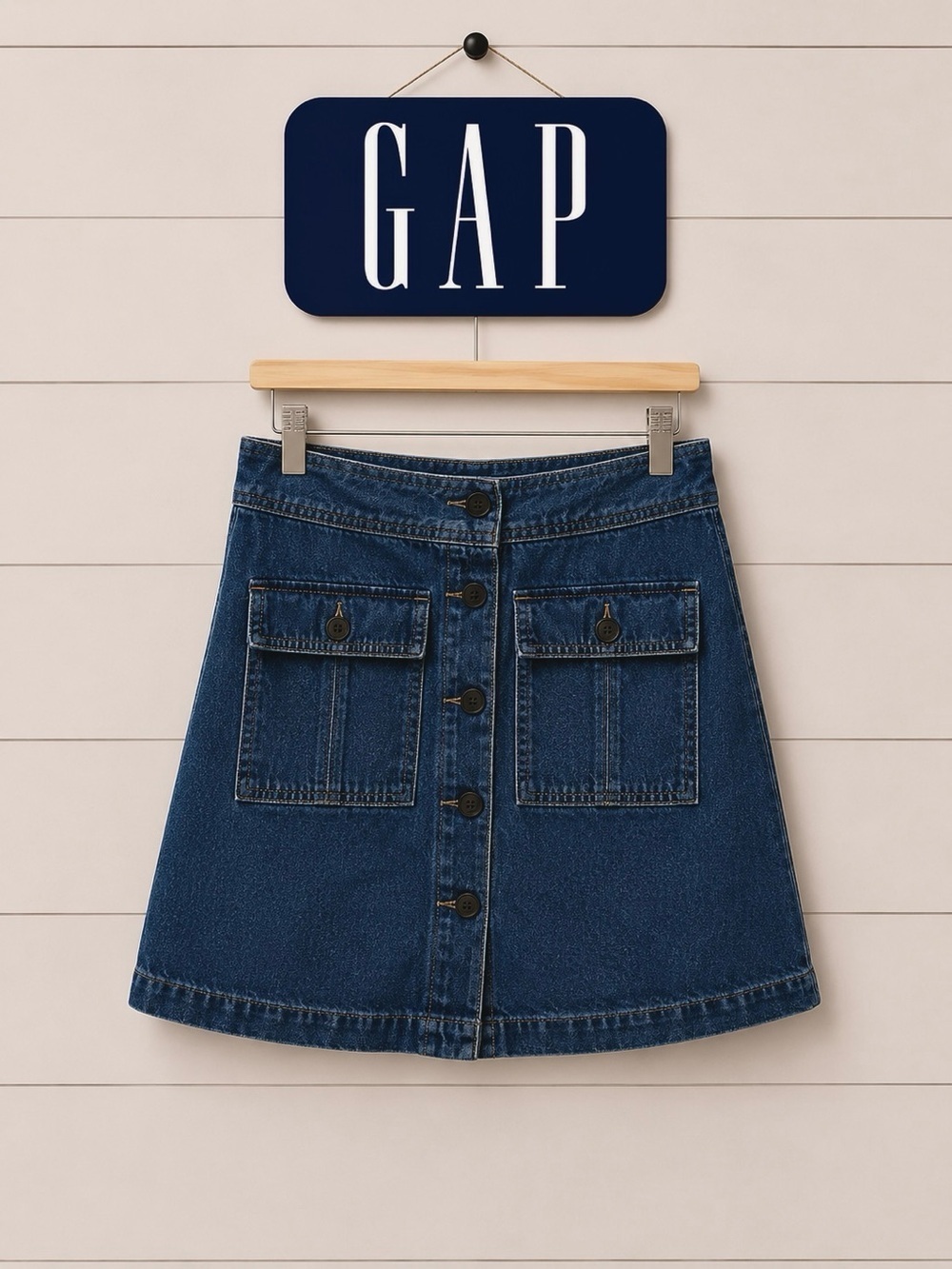 Denim Button-Front Mini Skirt - GAP size